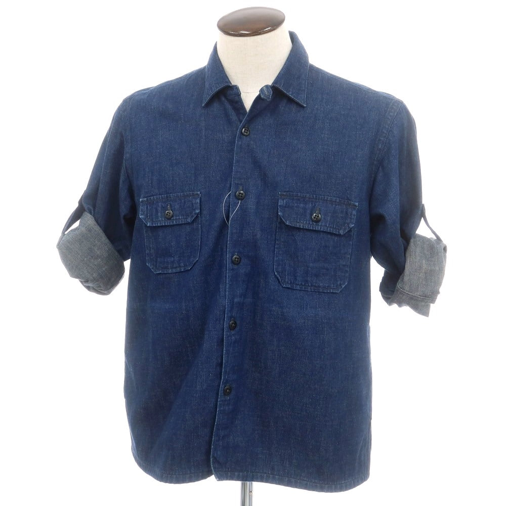 【中古】ウールリッチ WOOLRICH コットン系 デニム カジュアルシャツ ネイビー【 表記なし（L位） 】【 状態ランクB 】【 メンズ 】