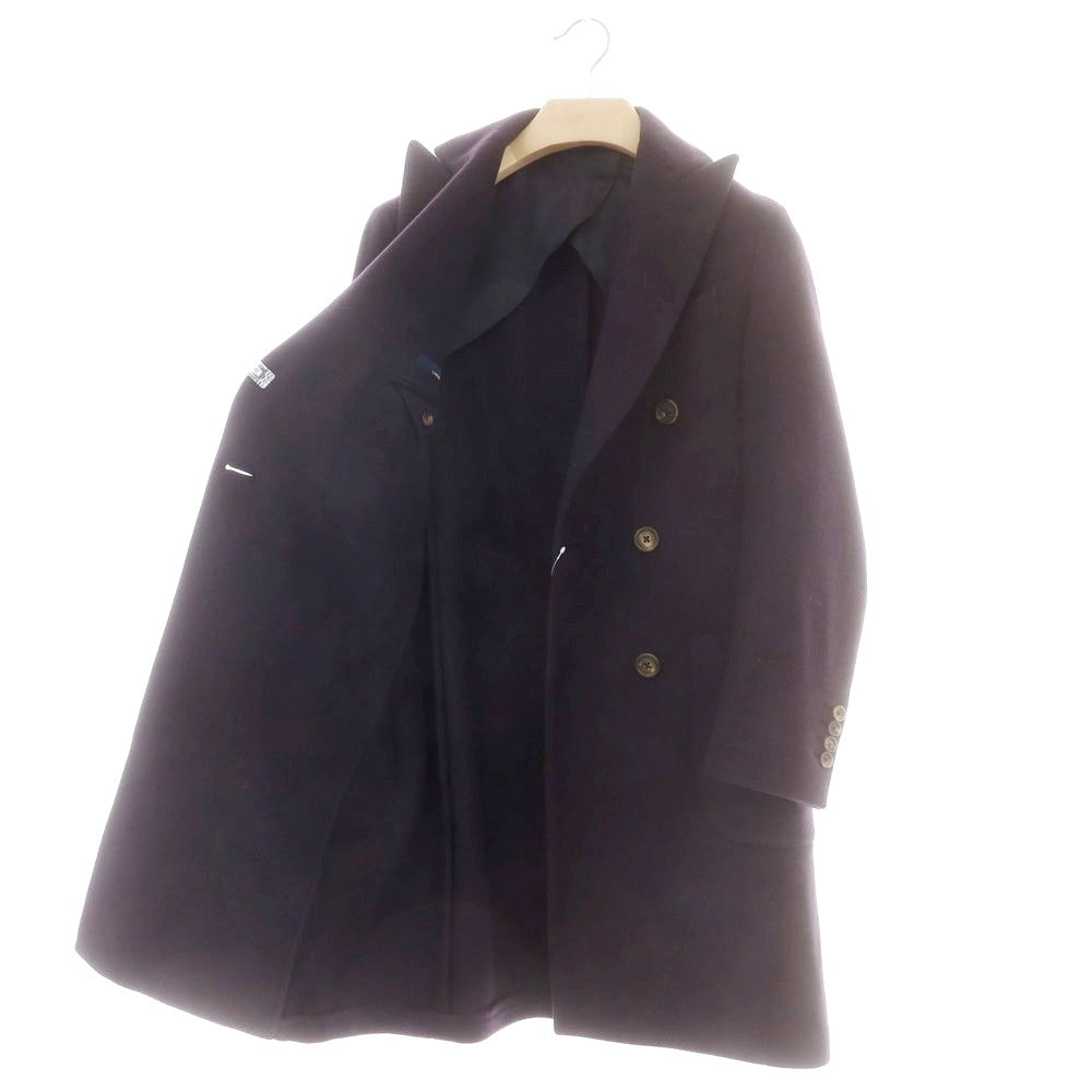 【中古】ラルディーニ LARDINI ウール ダブルブレストコート ダークパープルネイビー【 42 】【 状態ランクC 】【 メンズ 】