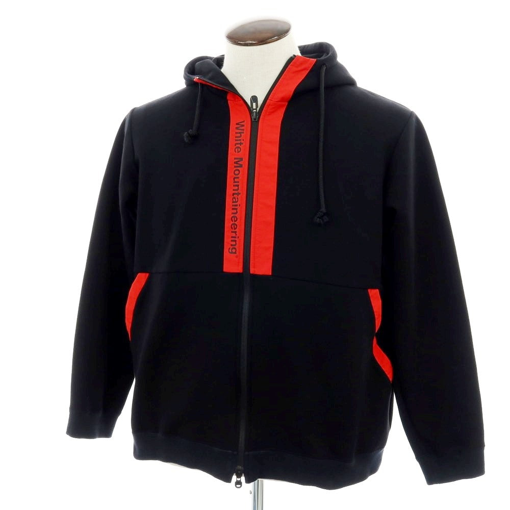【中古】ホワイトマウンテニアリング WHITE MOUNTAINEERING コットンポリエステル ジャージー フーデッドダブルジップブルゾン ブラックxレッド【 サイズ2 】【 状態ランクC 】【 メンズ 】 [APD]