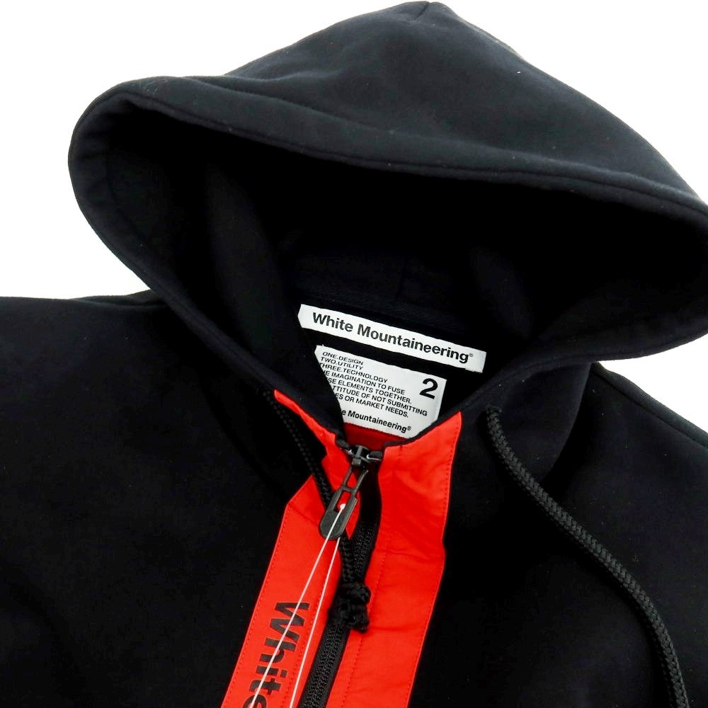 【中古】ホワイトマウンテニアリング WHITE MOUNTAINEERING コットンポリエステル ジャージー フーデッドダブルジップブルゾン ブラックxレッド【 サイズ2 】【 状態ランクC 】【 メンズ 】 [APD]