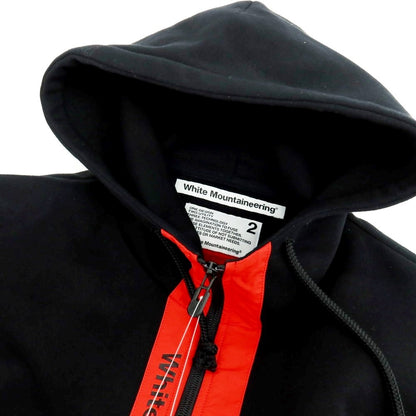 【中古】ホワイトマウンテニアリング WHITE MOUNTAINEERING コットンポリエステル ジャージー フーデッドダブルジップブルゾン ブラックxレッド【 2 】【 状態ランクC 】【 メンズ 】