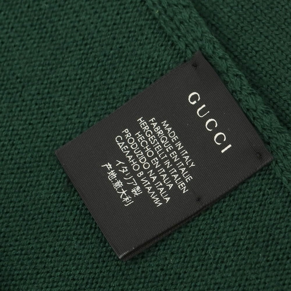 【中古】グッチ GUCCI ウール マフラー グリーンxレッド【 状態ランクB 】【 ユニセックス 】