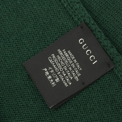 【中古】グッチ GUCCI ウール マフラー グリーンxレッド【 状態ランクB 】【 ユニセックス 】