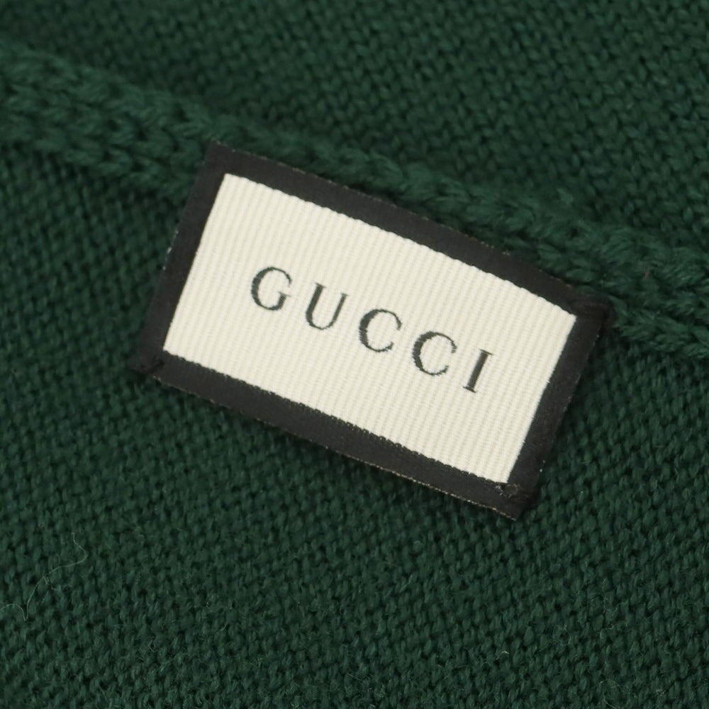 【中古】グッチ GUCCI ウール マフラー グリーンxレッド【 状態ランクB 】【 ユニセックス 】