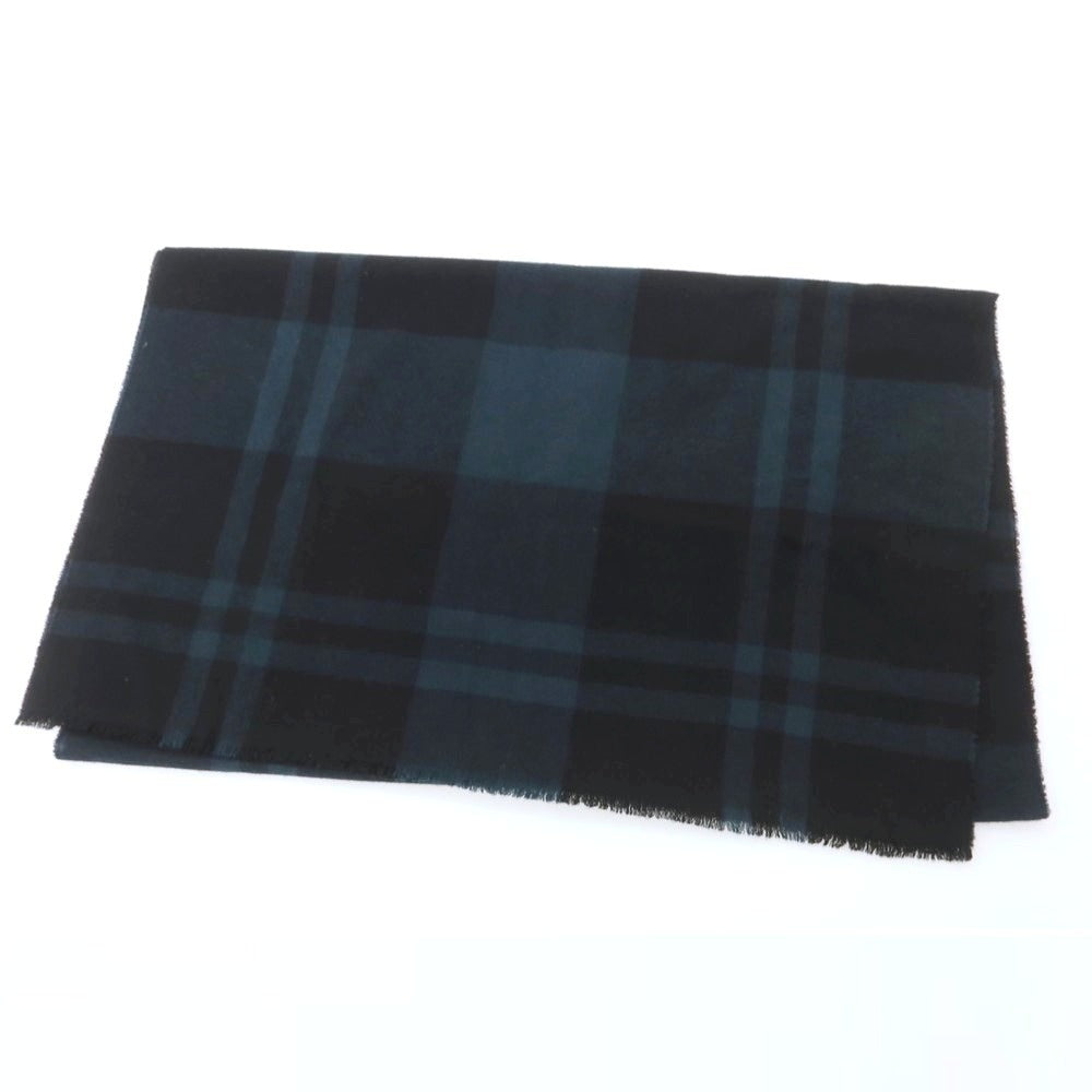 【中古】ジョンストンズ JOHNSTONS ウール ストール ブラックxグリーン【 状態ランクB 】【 ユニセックス 】