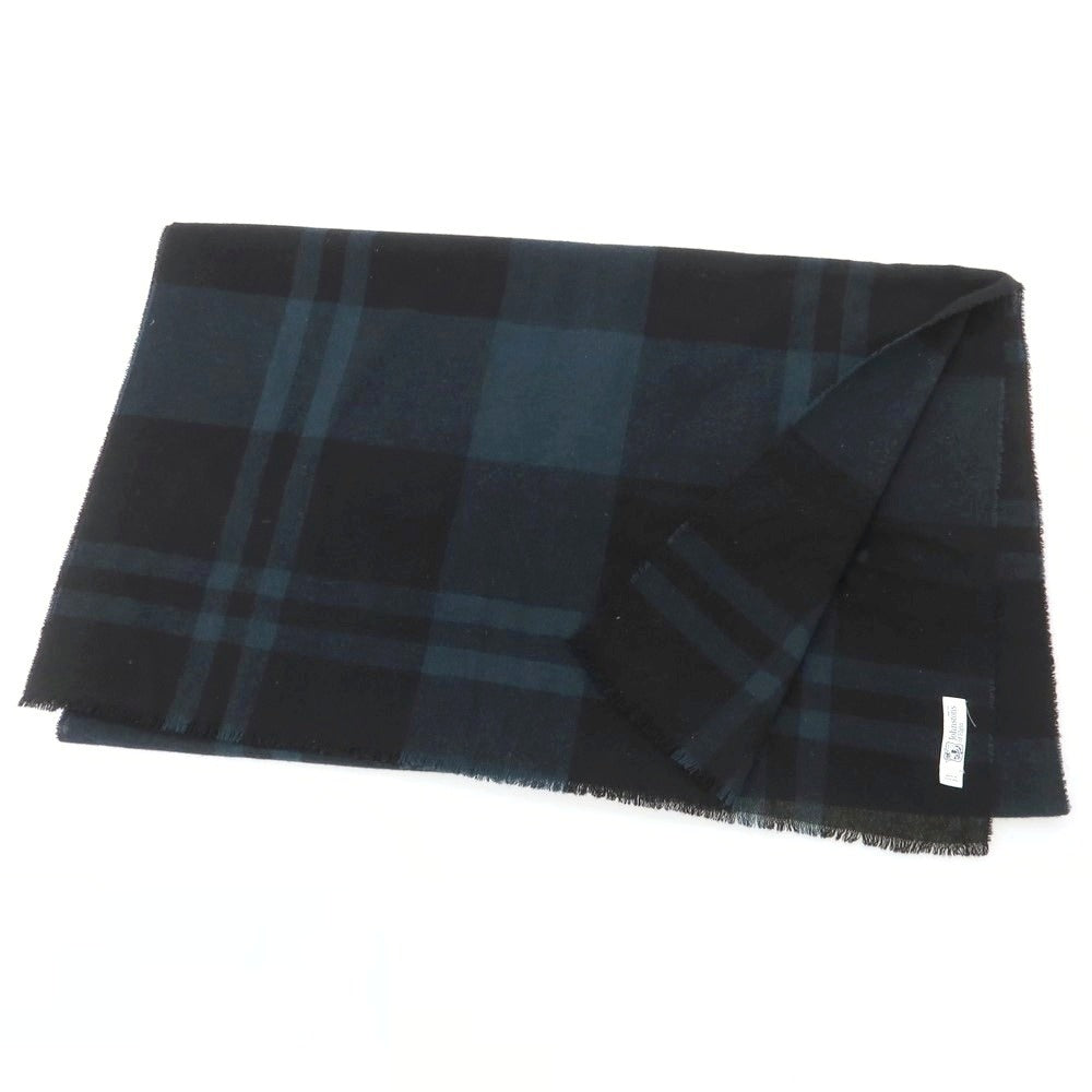 【中古】ジョンストンズ JOHNSTONS ウール ストール ブラックxグリーン【 状態ランクB 】【 ユニセックス 】