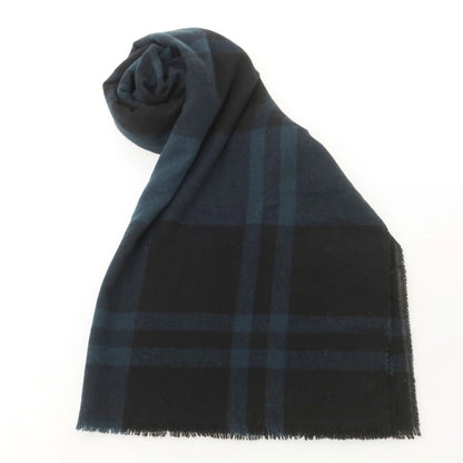 【中古】ジョンストンズ JOHNSTONS ウール ストール ブラックxグリーン【 状態ランクB 】【 ユニセックス 】