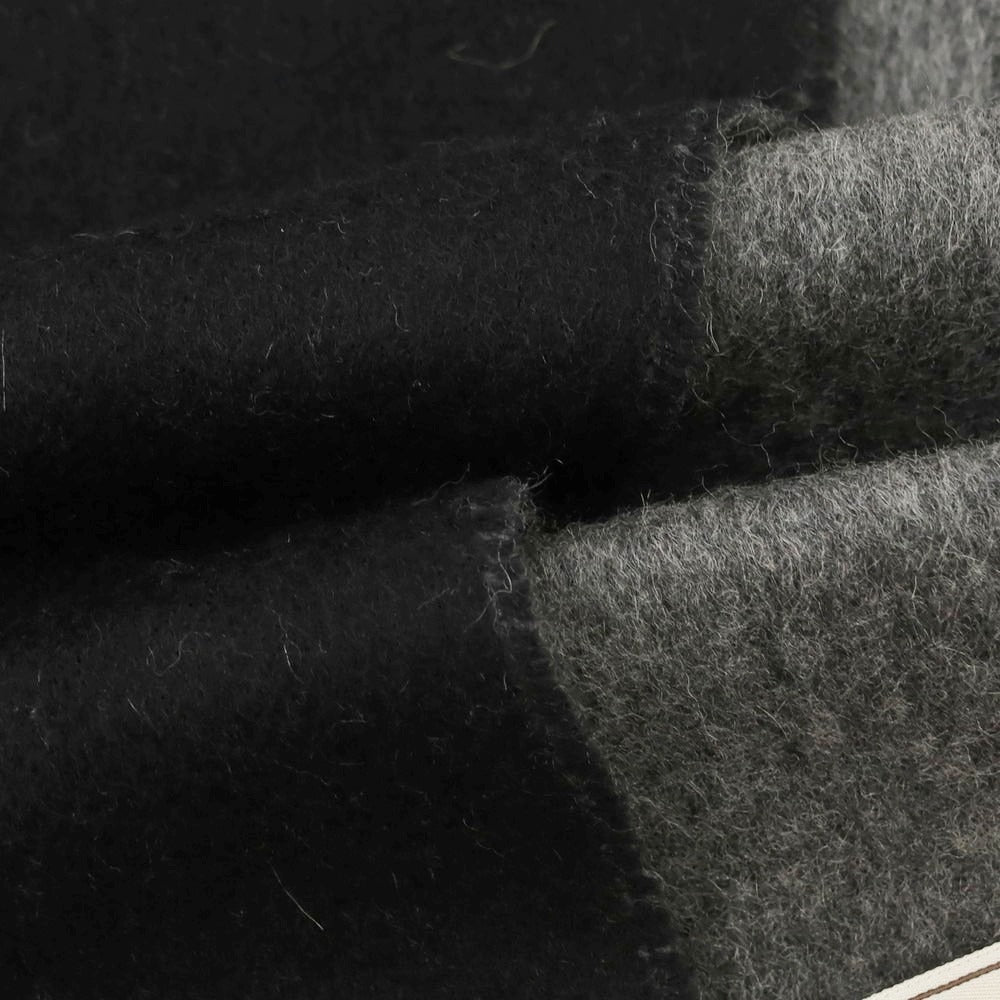 【中古】エルメス HERMES ウール マフラー ブラックxグレー【 状態ランクB 】【 ユニセックス 】