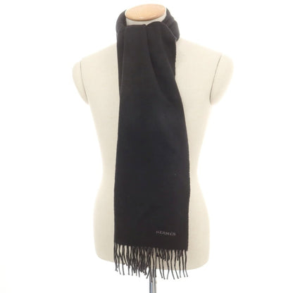 【中古】エルメス HERMES ウール マフラー ブラックxグレー【 状態ランクB 】【 ユニセックス 】