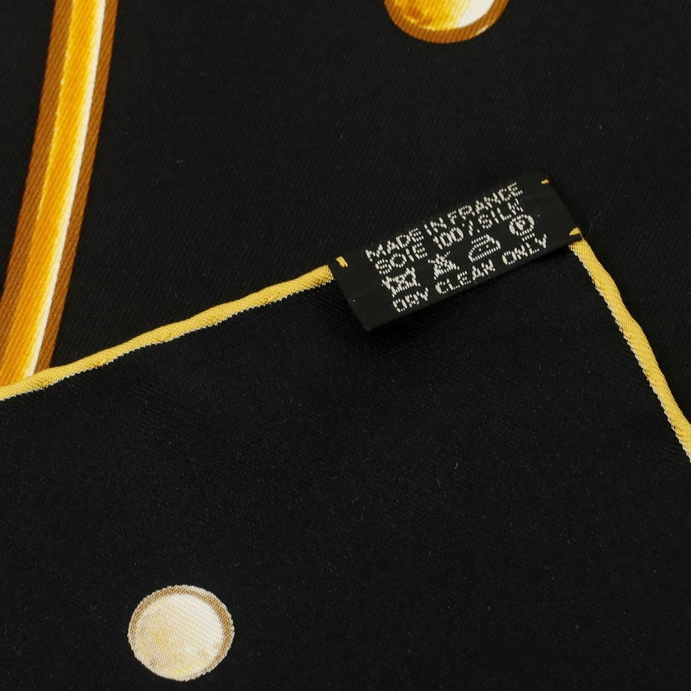 【中古】エルメス HERMES カレ90 VIF ARGENT シルク スカーフ ブラックxイエロー【 状態ランクB 】【 ユニセックス 】