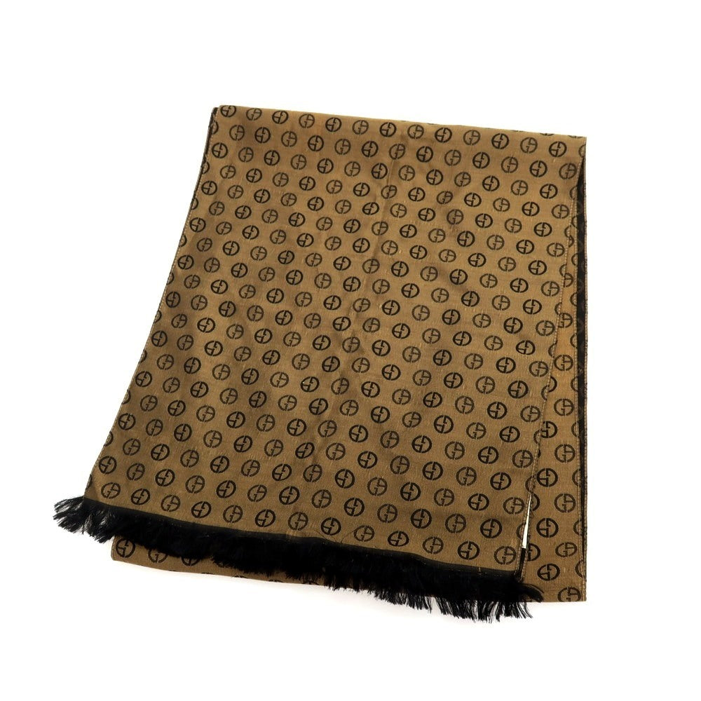 【中古】ジョルジオアルマーニ GIORGIO ARMANI シルク GAロゴ ストール ゴールドxブラック【 状態ランクC 】【 ユニセックス 】
