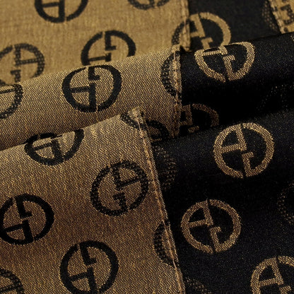 【中古】ジョルジオアルマーニ GIORGIO ARMANI シルク GAロゴ ストール ゴールドxブラック【 状態ランクC 】【 ユニセックス 】