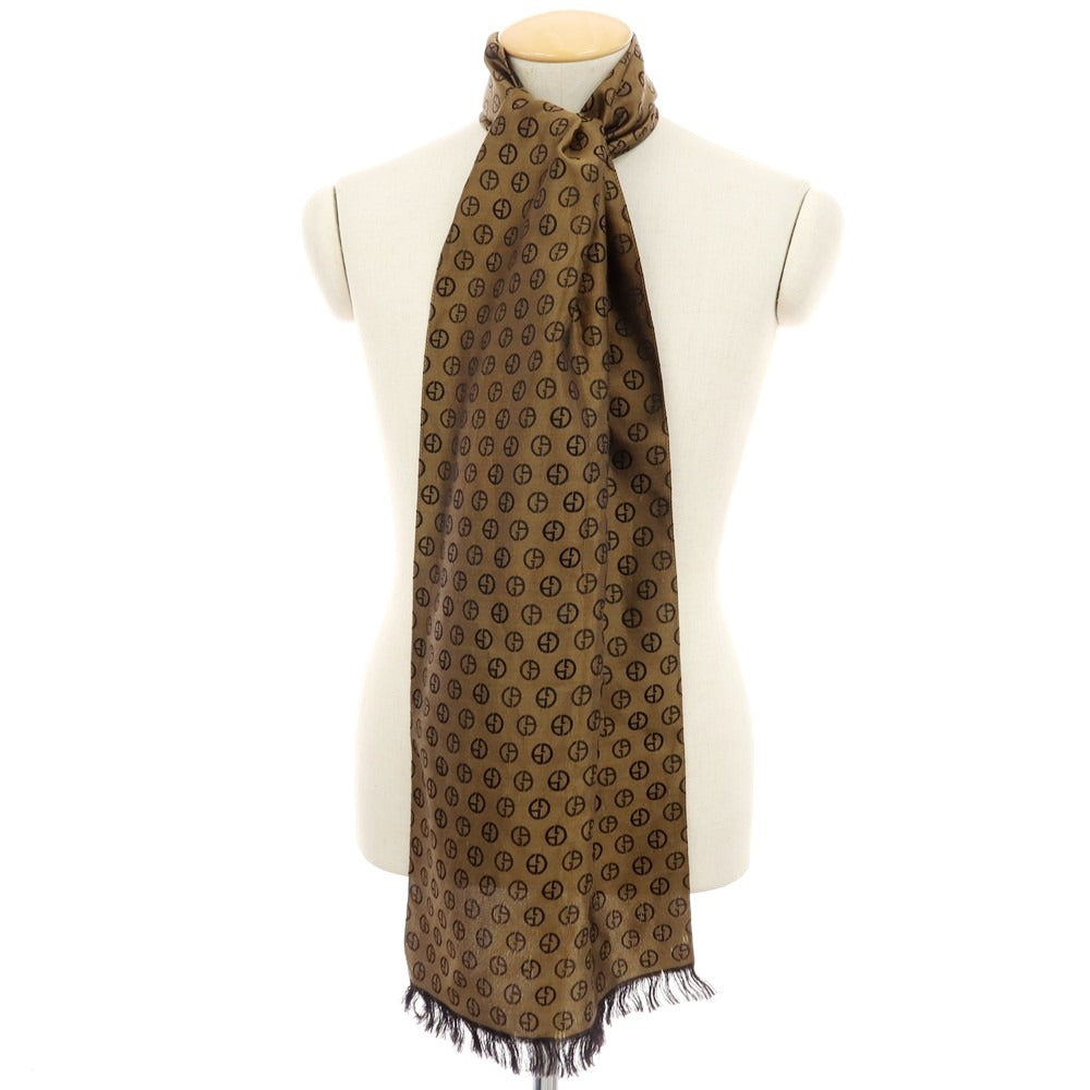 【中古】ジョルジオアルマーニ GIORGIO ARMANI シルク GAロゴ ストール ゴールドxブラック【 状態ランクC 】【 ユニセックス 】