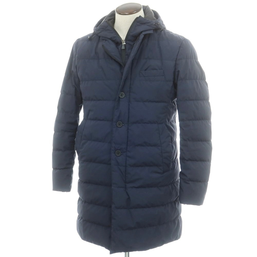 【中古】ヘルノ Herno ポリエステル ダウンコート ネイビー【 50 】【 状態ランクD 】【 メンズ 】
