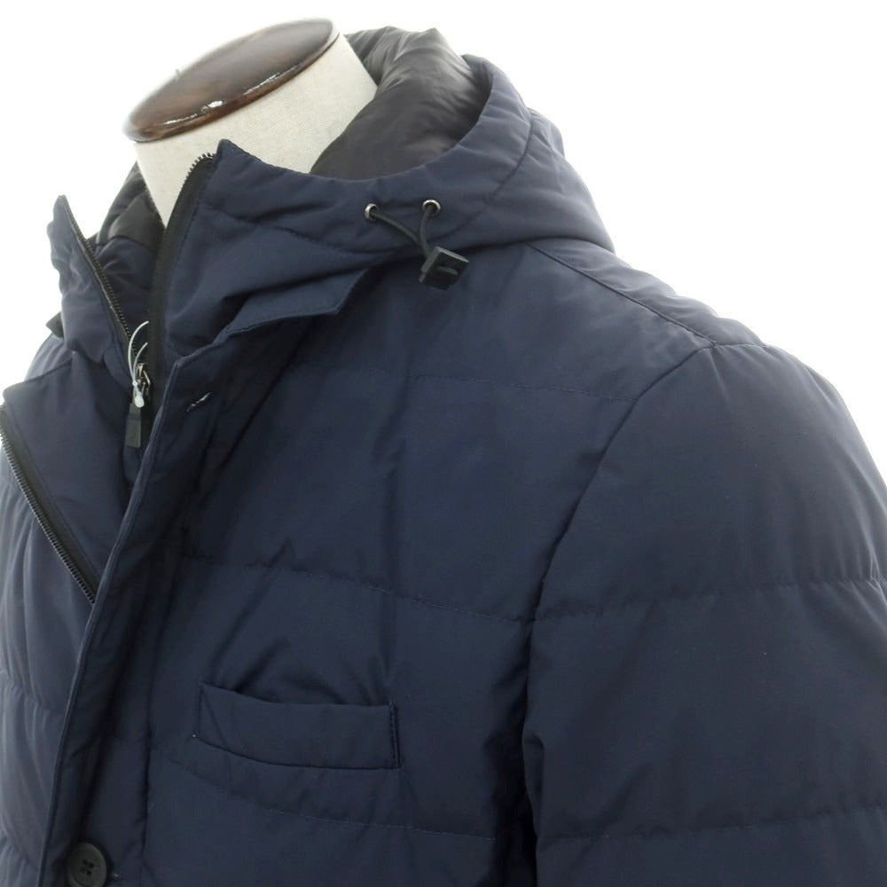 【中古】ヘルノ Herno ポリエステル ダウンコート ネイビー【 50 】【 状態ランクD 】【 メンズ 】