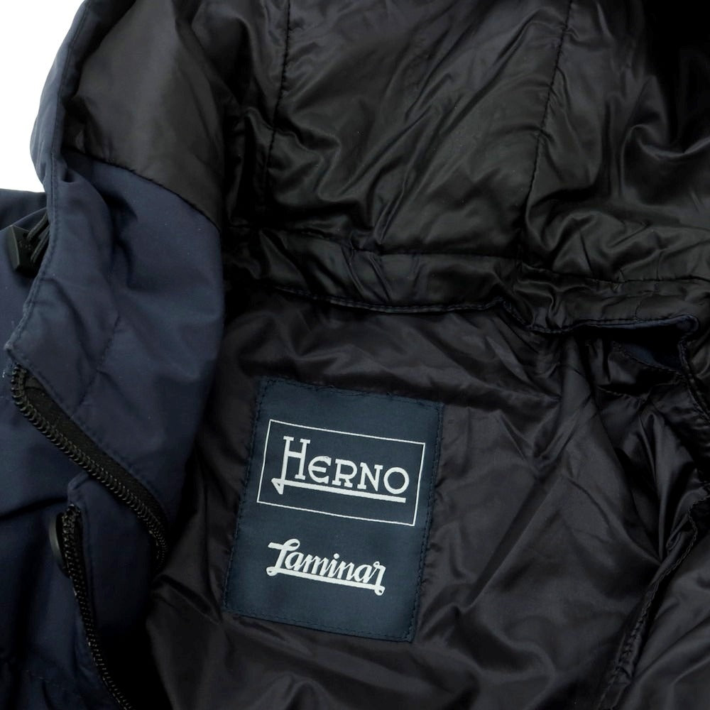 【中古】ヘルノ Herno ポリエステル ダウンコート ネイビー【 50 】【 状態ランクD 】【 メンズ 】