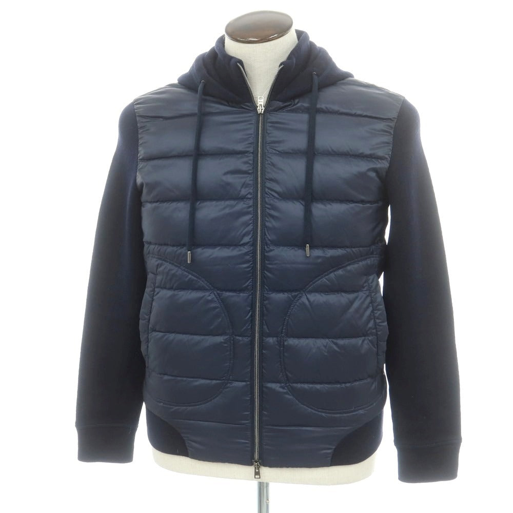 【中古】ヘルノ Herno ナイロン ニット切替 ダウンジャケット ネイビー【 50 】【 状態ランクB 】【 メンズ 】