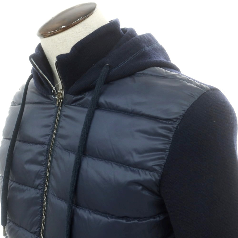 【中古】ヘルノ Herno ナイロン ニット切替 ダウンジャケット ネイビー【 50 】【 状態ランクB 】【 メンズ 】