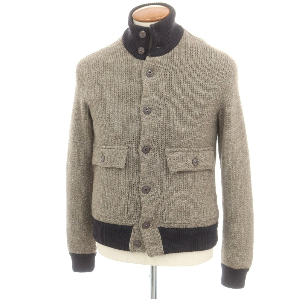 【中古】ザノーネ ZANONE キャメルヤクウール ニット 中綿ブルゾン ベージュxネイビー【 46 】【 状態ランクB 】【 メンズ 】