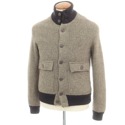 【中古】ザノーネ ZANONE キャメルヤクウール ニット 中綿ブルゾン ベージュxネイビー【 46 】【 状態ランクB 】【 メンズ 】