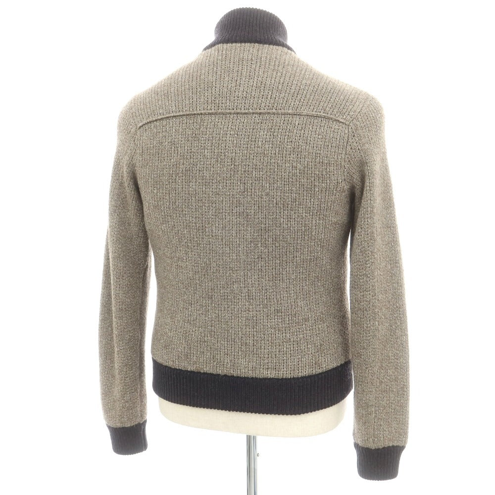 【中古】ザノーネ ZANONE キャメルヤクウール ニット 中綿ブルゾン ベージュxネイビー【 46 】【 状態ランクB 】【 メンズ 】