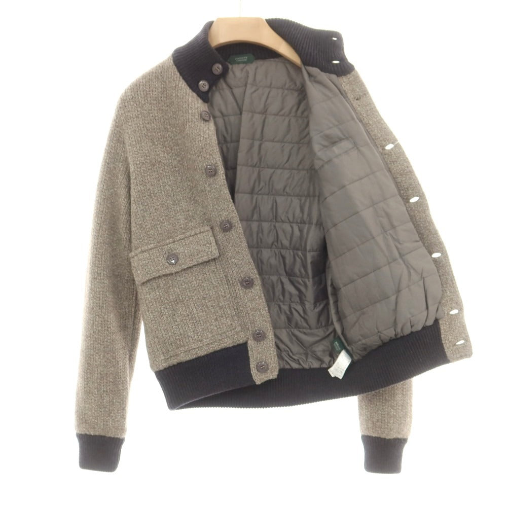【中古】ザノーネ ZANONE キャメルヤクウール ニット 中綿ブルゾン ベージュxネイビー【 46 】【 状態ランクB 】【 メンズ 】