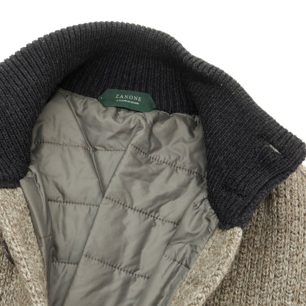 【中古】ザノーネ ZANONE キャメルヤクウール ニット 中綿ブルゾン ベージュxネイビー【 46 】【 状態ランクB 】【 メンズ 】