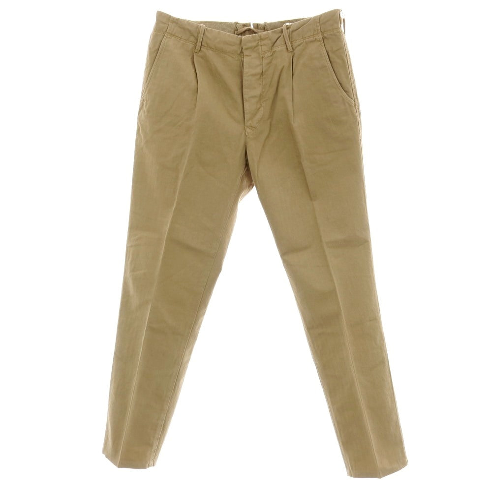 【中古】インコテックス INCOTEX コットンリネン ヘリンボーン織り カジュアルスラックスパンツ ベージュ【サイズ32】【 状態ランクB 】【 メンズ 】