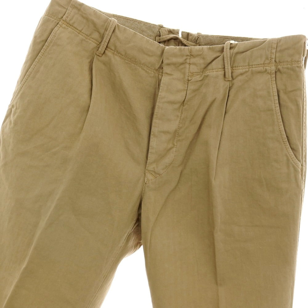 【中古】インコテックス INCOTEX コットンリネン ヘリンボーン織り カジュアルスラックスパンツ ベージュ【サイズ32】【 状態ランクB 】【 メンズ 】