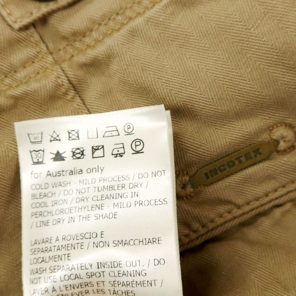 【中古】インコテックス INCOTEX コットンリネン ヘリンボーン織り カジュアルスラックスパンツ ベージュ【サイズ32】【 状態ランクB 】【 メンズ 】