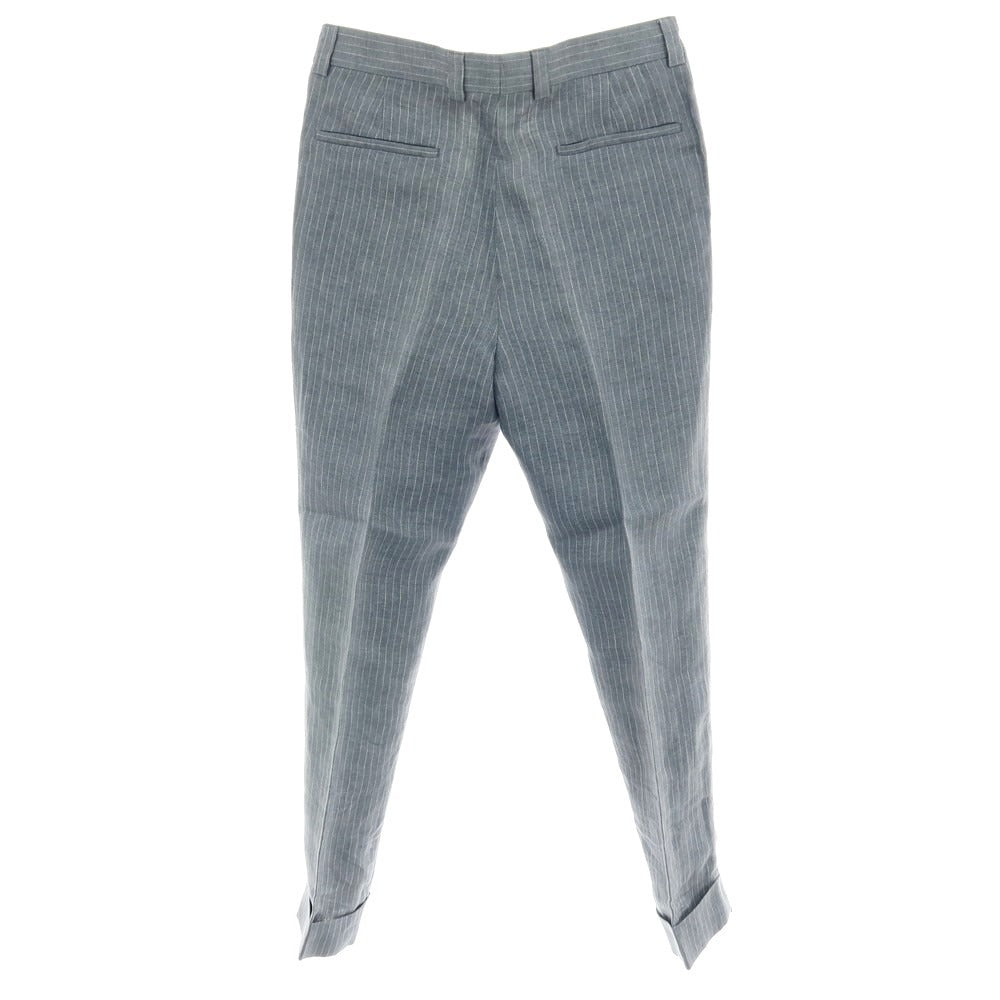 【中古】ブルネロクチネリ Brunello Cucinelli リネン ピンストライプ カジュアルスラックスパンツ グレー【サイズ48】【 状態ランクB 】【 メンズ 】