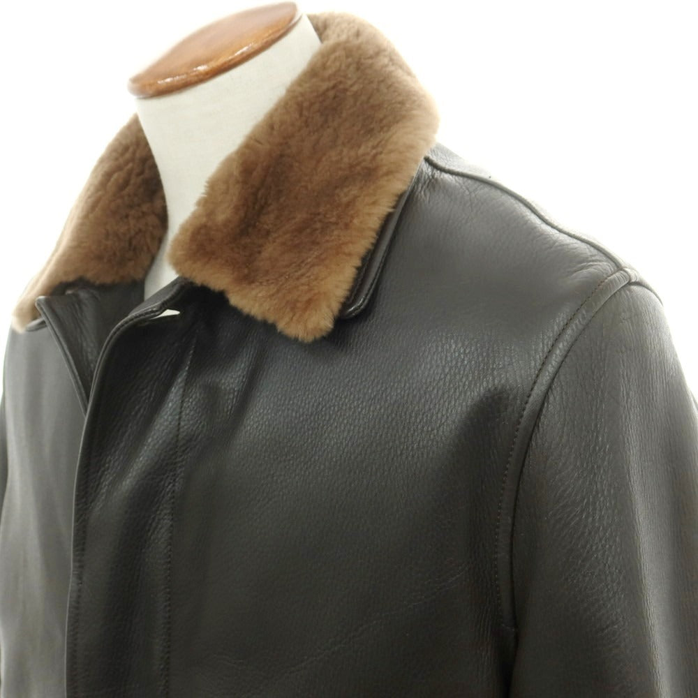 【中古】ロンギ LONGHI BARNEYS NEW YORK別注 レザー ステンカラーコート ダークブラウン【 48 】【 状態ランクB 】【 メンズ 】