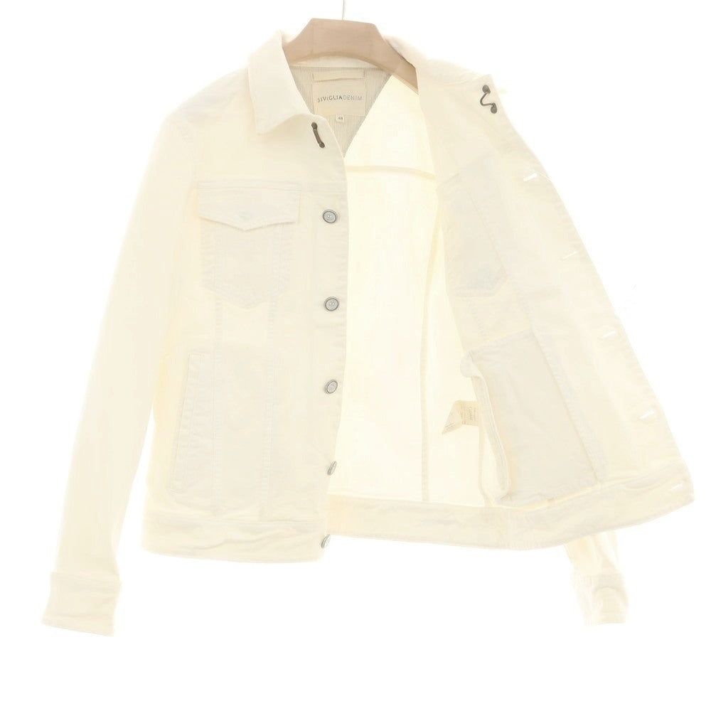 【中古】シビリア SIVIGLIA ストレッチコットン デニムジャケット ホワイト【 48 】【 状態ランクC 】【 メンズ 】