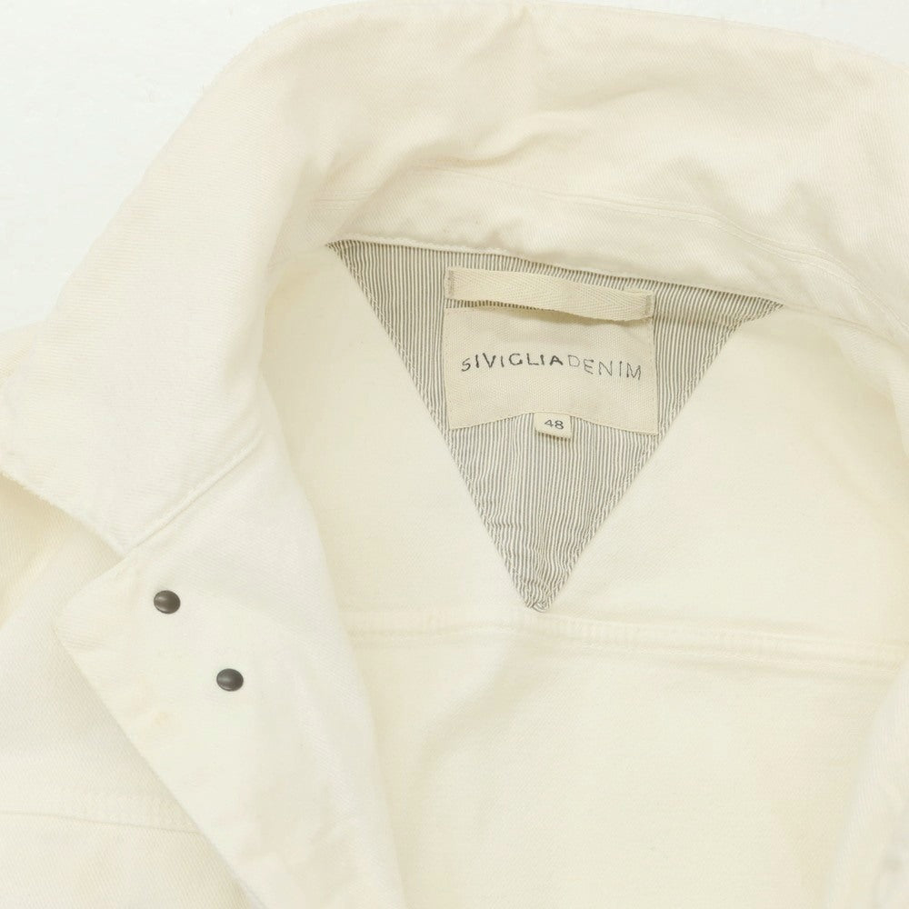 【中古】シビリア SIVIGLIA ストレッチコットン デニムジャケット ホワイト【 48 】【 状態ランクC 】【 メンズ 】