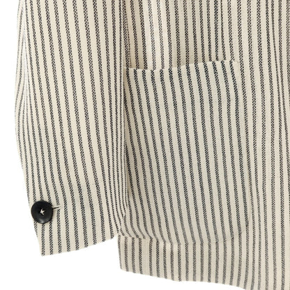 【中古】エルネスト ernesto GFB ウール ストライプ カジュアルジャケット アイボリーxグレー【サイズ44】【 状態ランクB 】【 メンズ 】