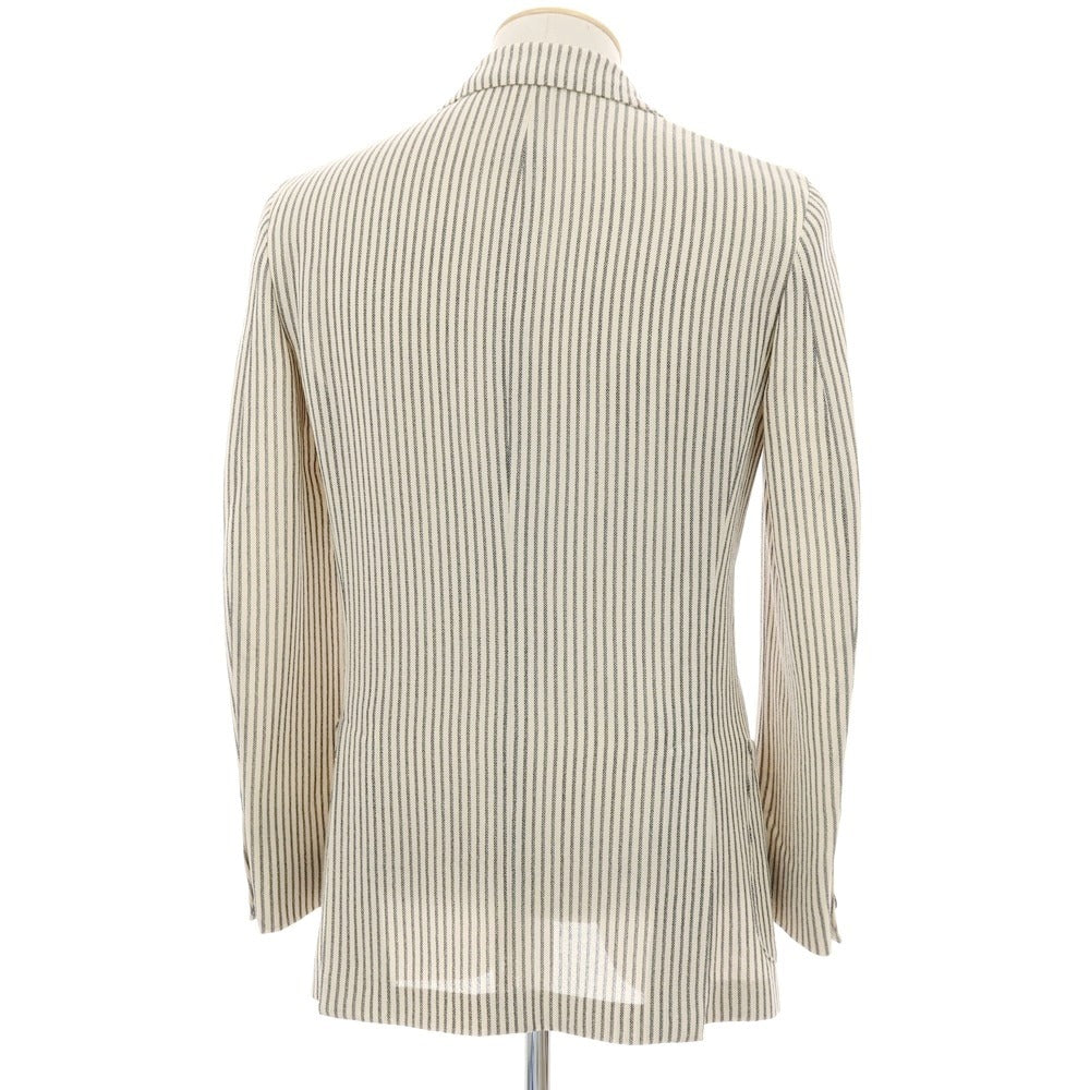 【中古】エルネスト ernesto GFB ウール ストライプ カジュアルジャケット アイボリーxグレー【サイズ44】【 状態ランクB 】【 メンズ 】