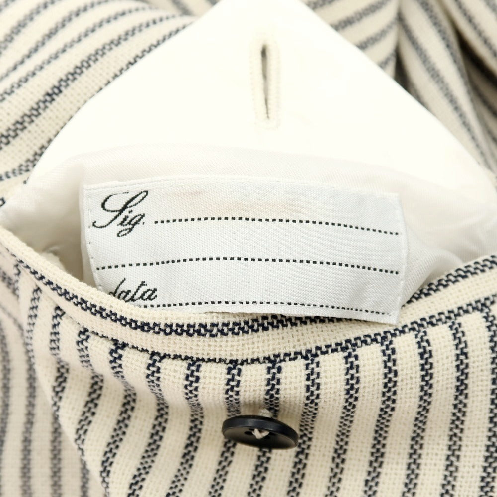 【中古】エルネスト ernesto GFB ウール ストライプ カジュアルジャケット アイボリーxグレー【サイズ44】【 状態ランクB 】【 メンズ 】