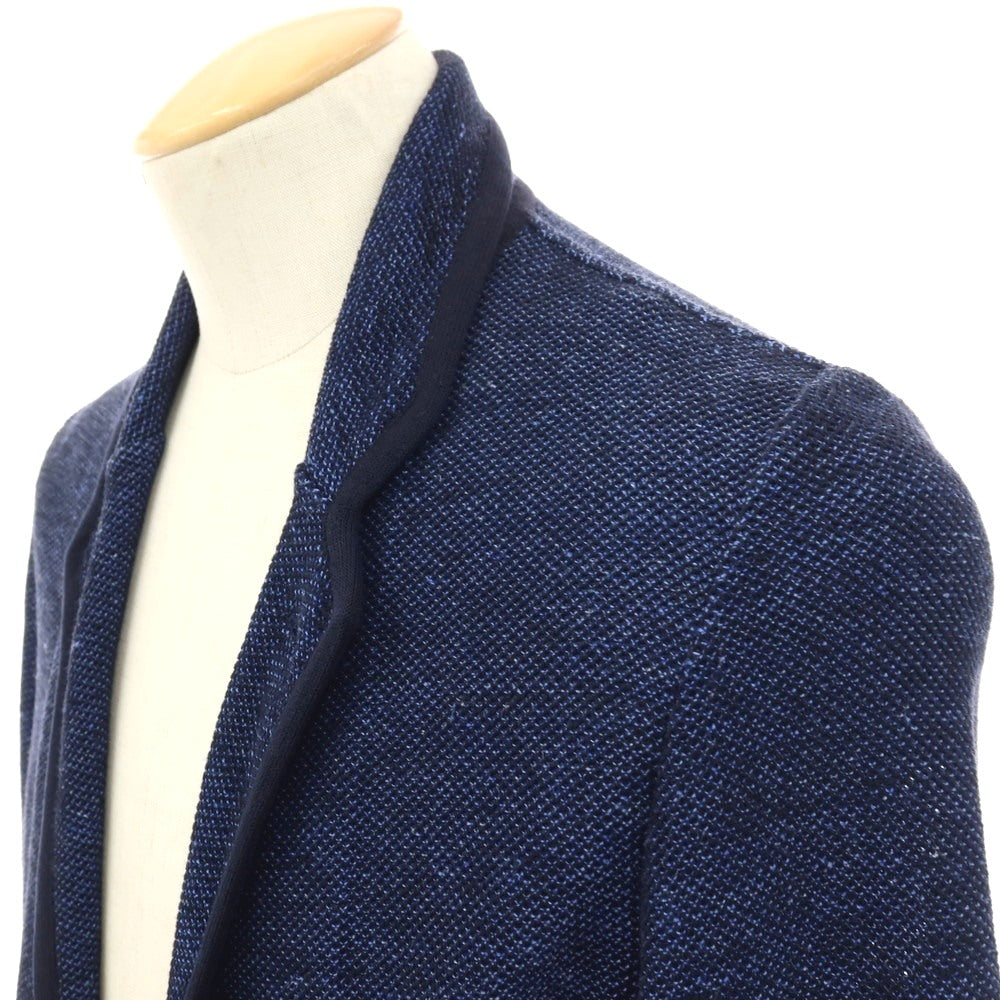 【中古】ラルディーニ LARDINI コットンリネン 2B ニットジャケット ネイビー【サイズXS】【 状態ランクB 】【 メンズ 】