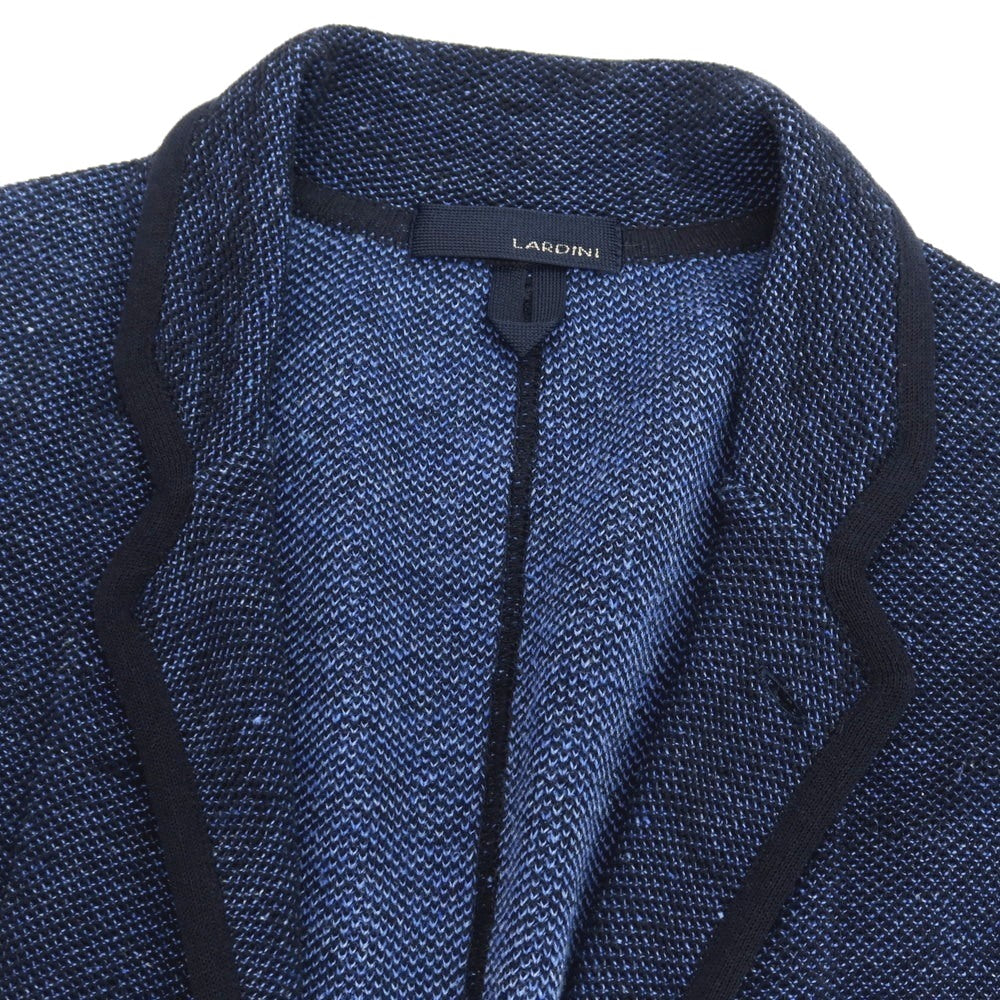 【中古】ラルディーニ LARDINI コットンリネン 2B ニットジャケット ネイビー【サイズXS】【 状態ランクB 】【 メンズ 】