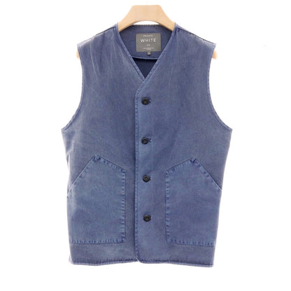 【中古】プライベートホワイト Private White V.C. スリーピース コットン セットアップ スモークブルー【サイズ上3/下34/ジレ4】【 状態ランクB 】【 メンズ 】