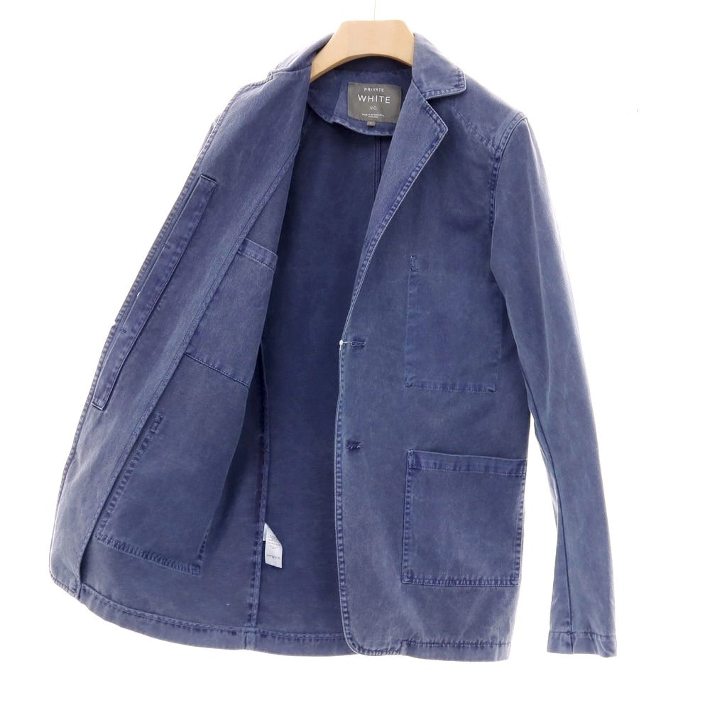 【中古】プライベートホワイト Private White V.C. スリーピース コットン セットアップ スモークブルー【サイズ上3/下34/ジレ4】【 状態ランクB 】【 メンズ 】