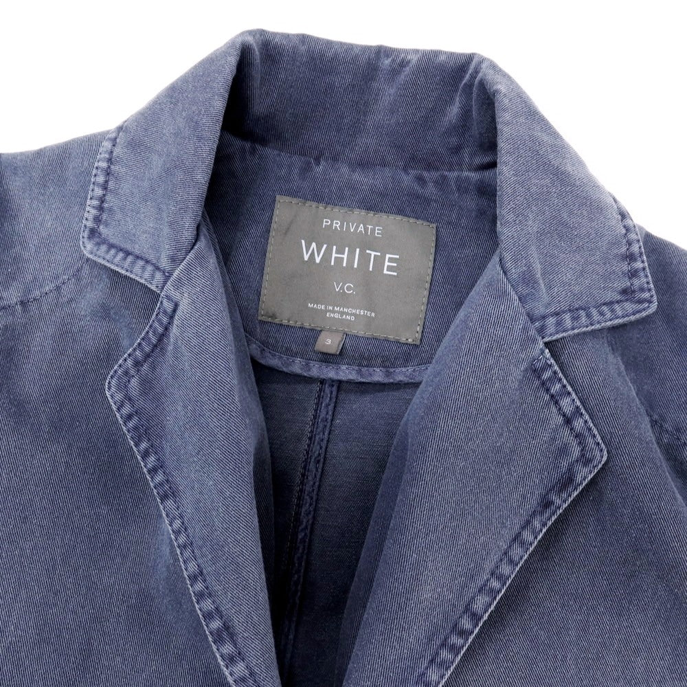 【中古】プライベートホワイト Private White V.C. スリーピース コットン セットアップ スモークブルー【サイズ上3/下34/ジレ4】【 状態ランクB 】【 メンズ 】