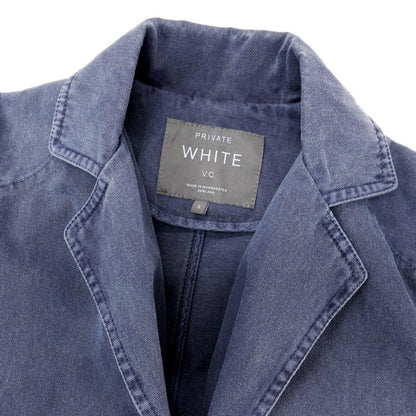 【中古】プライベートホワイト Private White V.C. スリーピース コットン セットアップ スモークブルー【サイズ上3/下34/ジレ4】【 状態ランクB 】【 メンズ 】