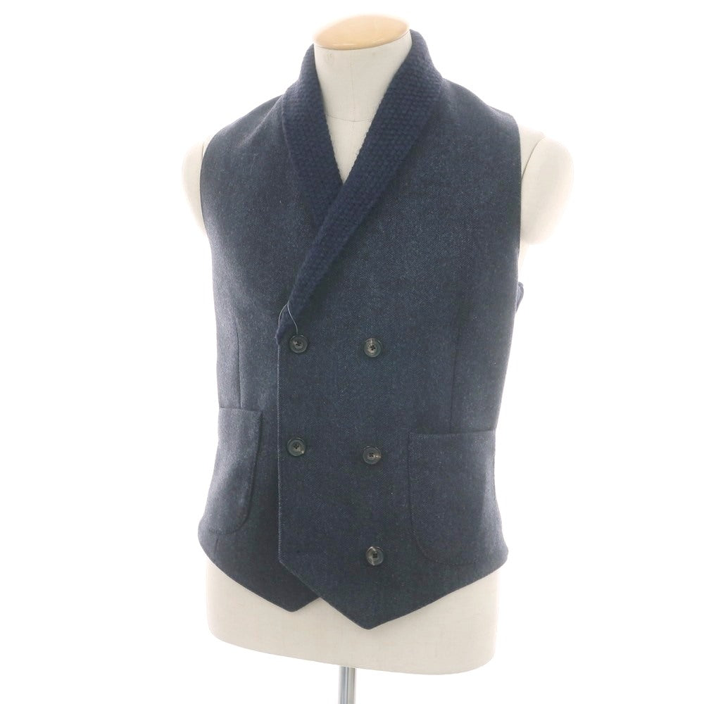 【中古】ハーディエイミス Hardy Amies ウール ショールカラー ダブル カジュアル系ジレ ベスト ネイビー【 36 】【 状態ランクB 】【 メンズ 】