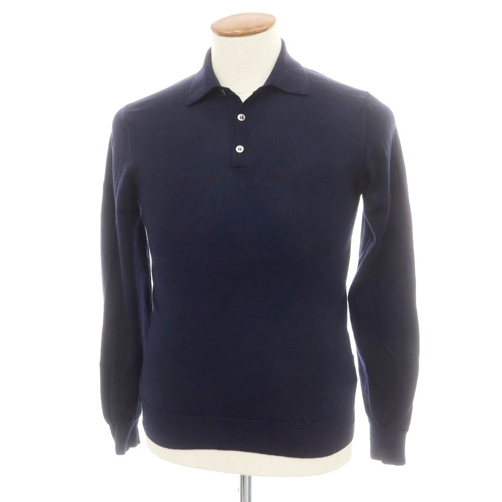 【中古】ビームスエフ BEAMS F ハイゲージ ウール 長袖 ポロニット ネイビー【 46 】【 状態ランクB 】【 メンズ 】