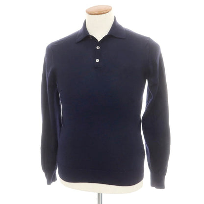 【中古】ビームスエフ BEAMS F ハイゲージ ウール 長袖 ポロニット ネイビー【 46 】【 状態ランクB 】【 メンズ 】