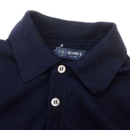 【中古】ビームスエフ BEAMS F ハイゲージ ウール 長袖 ポロニット ネイビー【 46 】【 状態ランクB 】【 メンズ 】