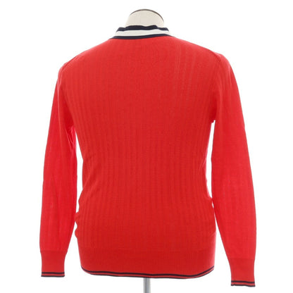 【中古】ルトロワ Letroyes コットン チルデン ニット カーディガン レッド【サイズ4】【 状態ランクB 】【 メンズ 】
