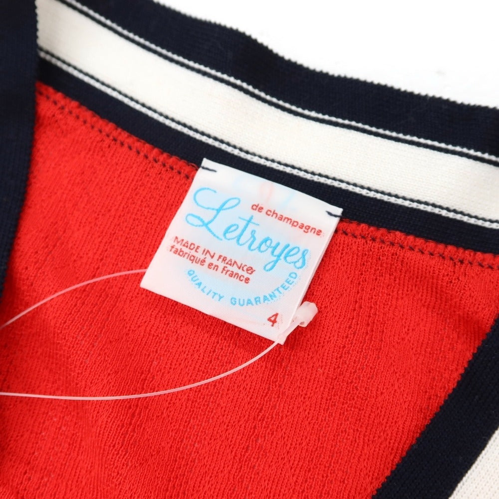 【中古】ルトロワ Letroyes コットン チルデン ニット カーディガン レッド【サイズ4】【 状態ランクB 】【 メンズ 】