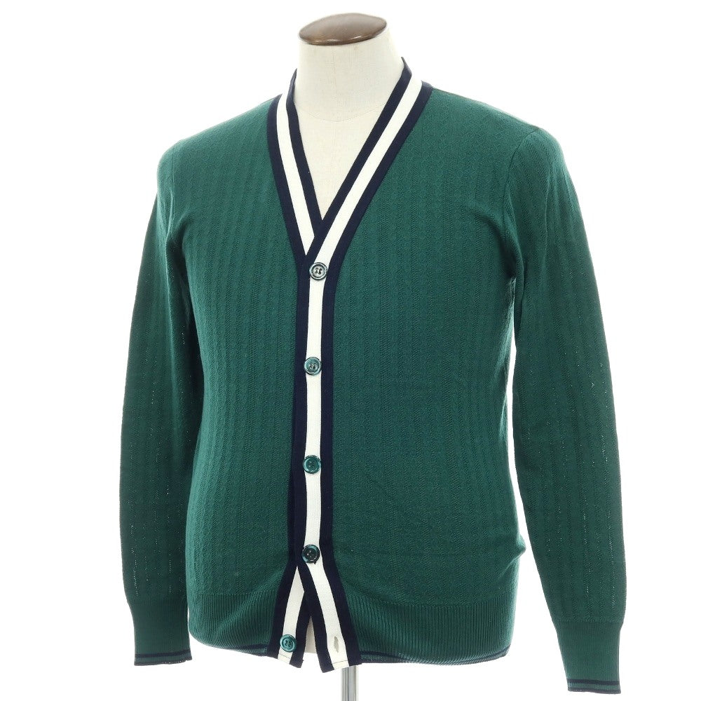 【中古】ルトロワ Letroyes コットン チルデン ニット カーディガン グリーン【サイズ4】【 状態ランクB 】【 メンズ 】